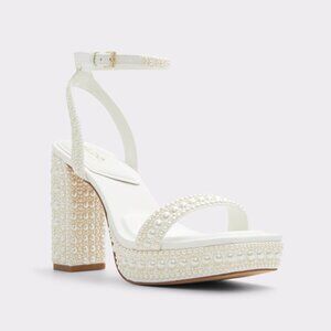 Aldo White Pearl-Adorned Heels